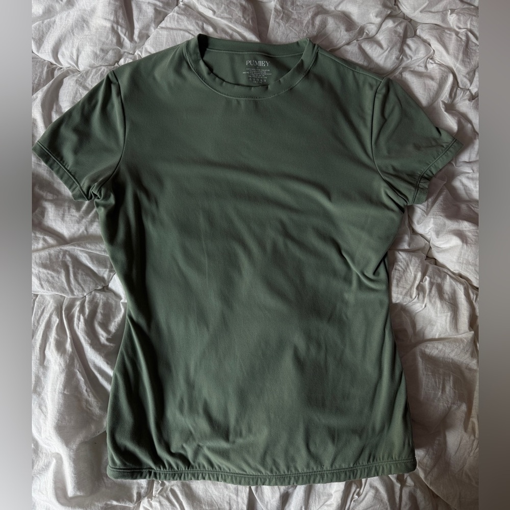 PUMIEY GREEN DOUBLED LINED SHORT SLEEVE TEE PUMIEY SHIRT